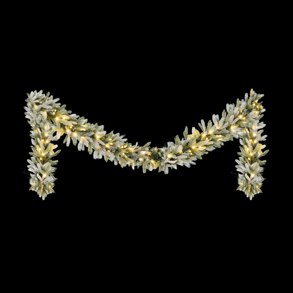 3M Christmas Garland Pre-lit LED Lights Snow Frosted Tips Decor