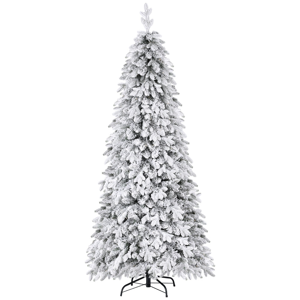 Christmas Tree 2.1m Flocking Pencil Tree LED Xmas 860 Tips White