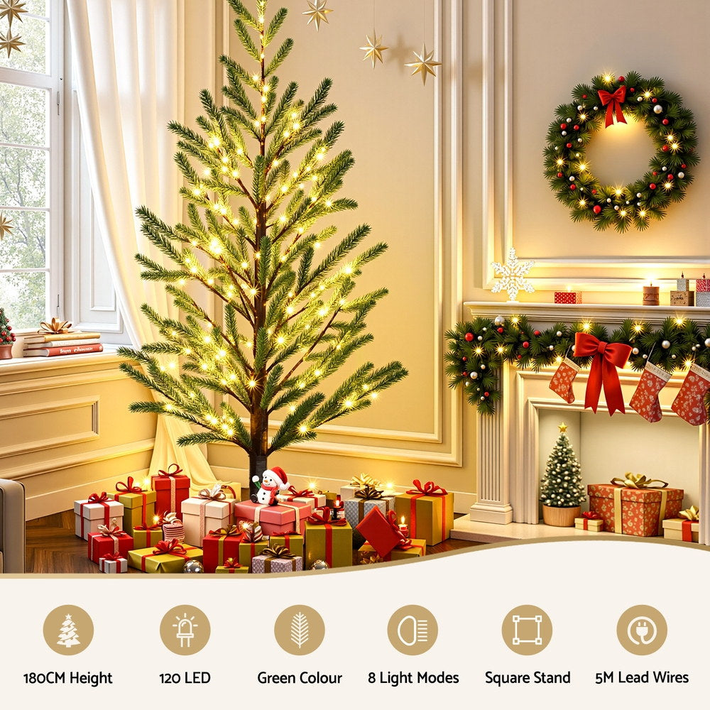 Christmas Tree 1.8M Pre-lit LED Xmas Tree 8 Modes Party Decoration