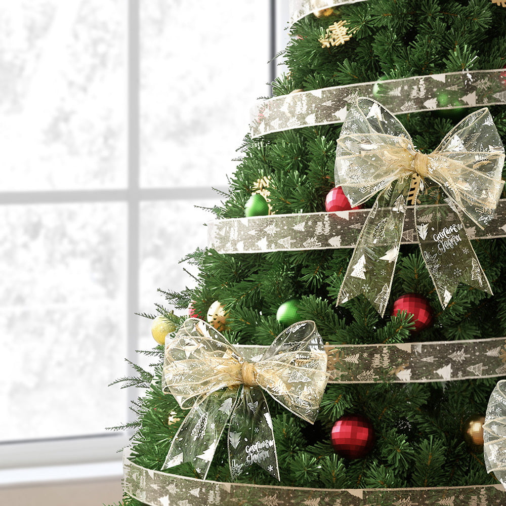 20M Christmas Ribbon Roll Bow Printed Xmas Tree Decor Gift Gold