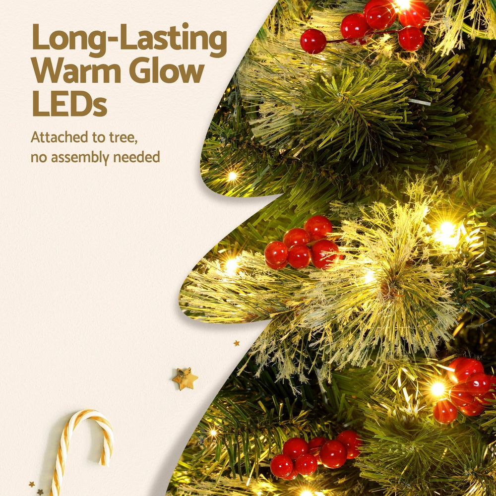 Christmas Tree 1.8M LED Xmas Tree Party Decorations Red Barries