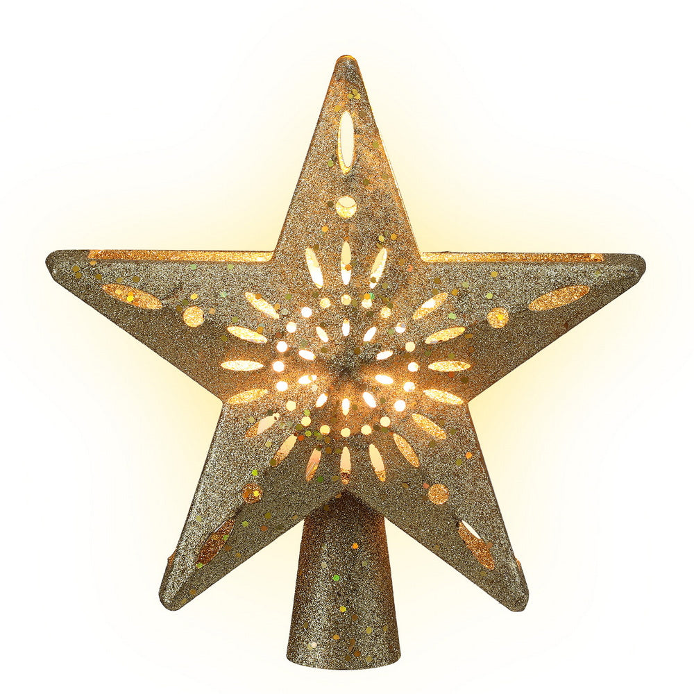 Christmas Tree Topper Star Snowflake Projector Party Glitter Gold