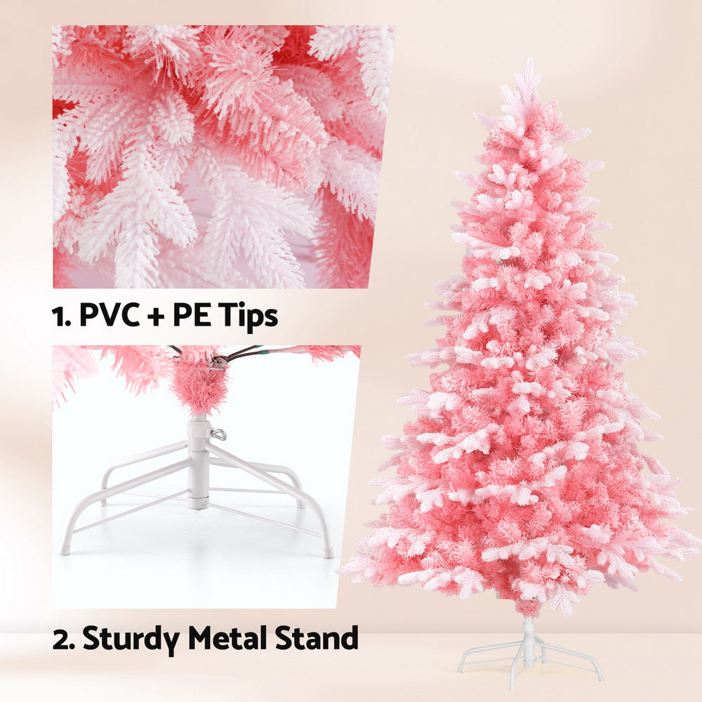 Christmas Tree 1.8m Pink Xmas Tree Snowy Party Decor 810 Tips