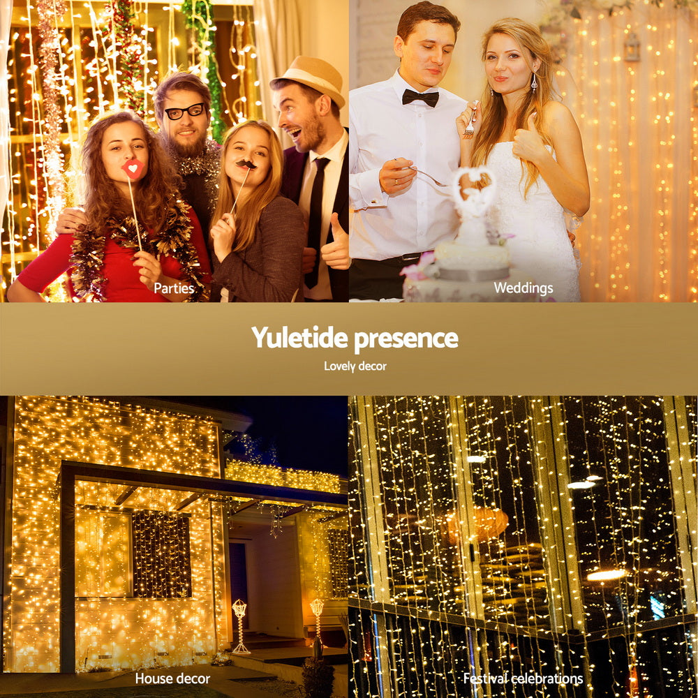 3X3M Christmas Lights Curtain String Light 300 LED Warm White