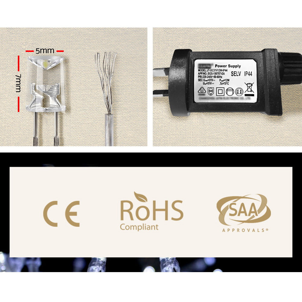 3X6M Christmas Lights Curtain Light Cool White 600 LED