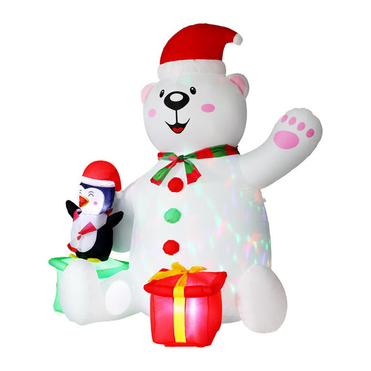 Christmas Inflatable Bear 1.8M Height LED Outdoor Decorations Illuminated