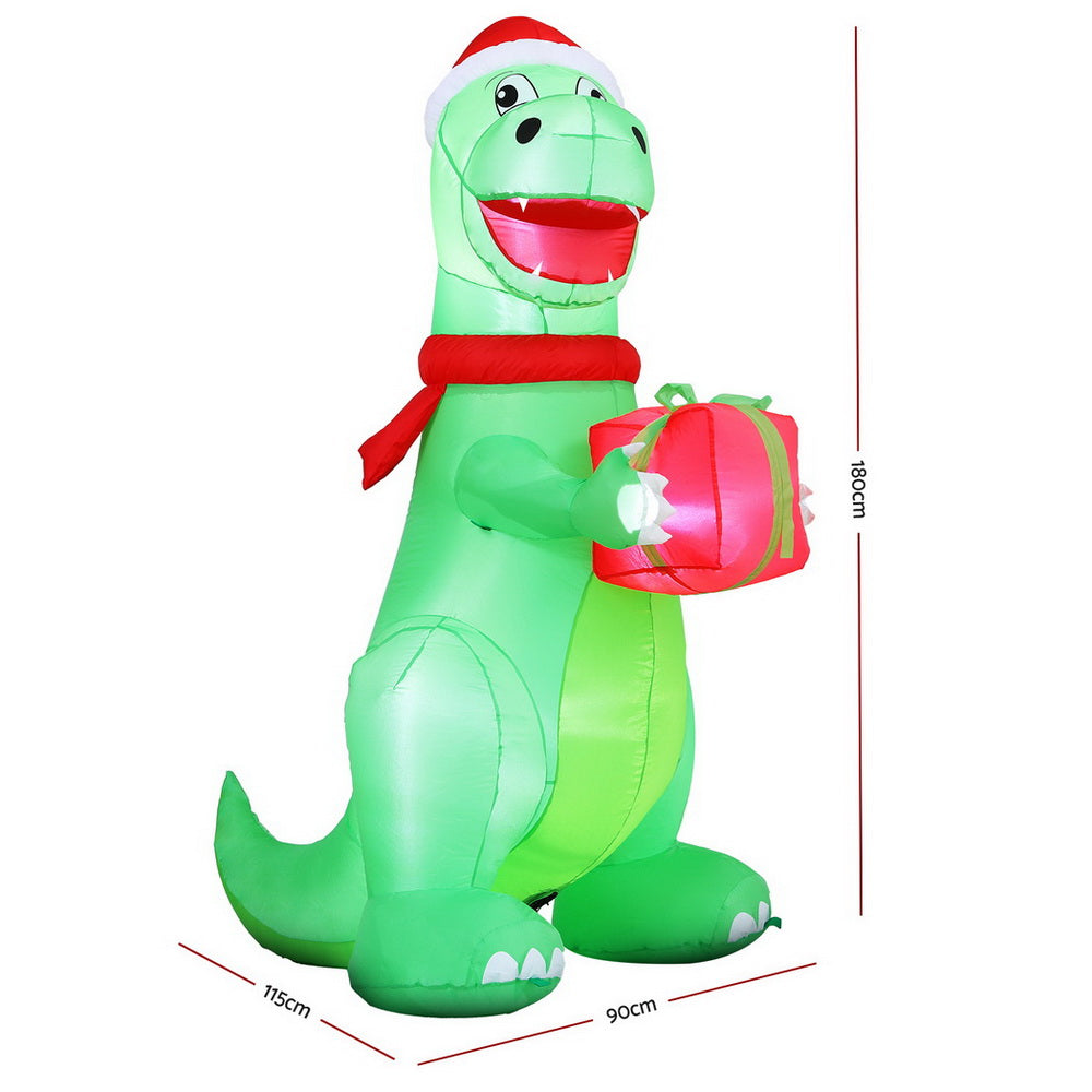 Christmas Inflatable Dinosaur 1.8M Height LED Decorations Illuminated