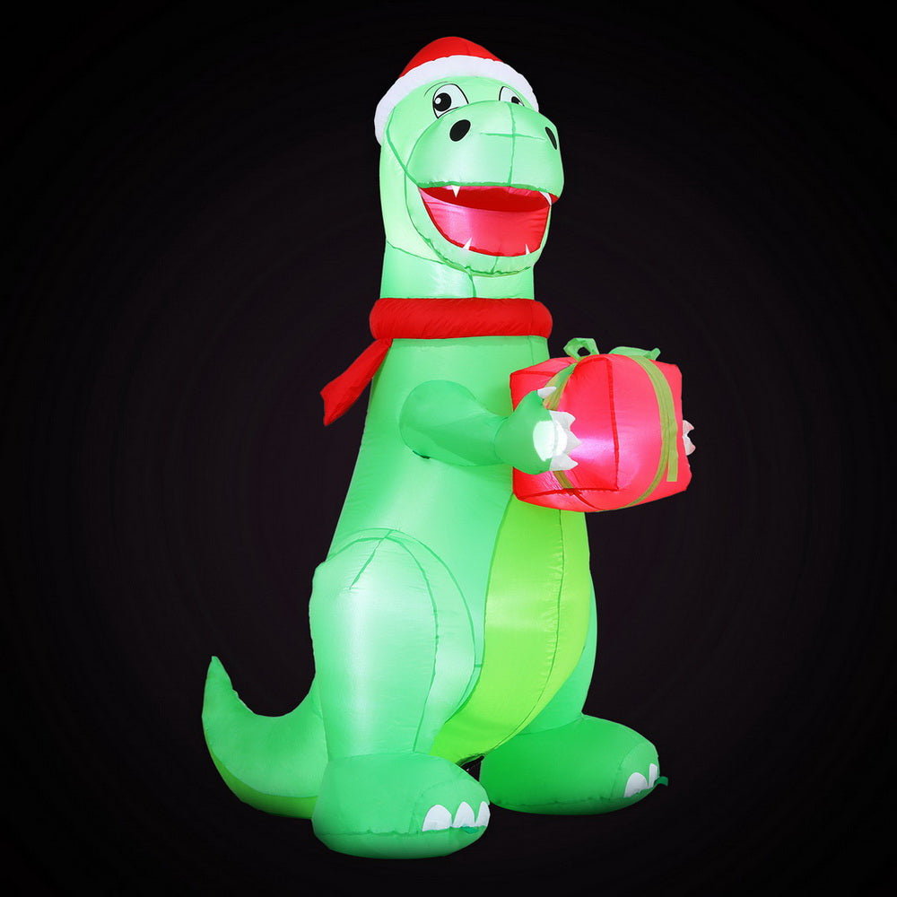 Christmas Inflatable Dinosaur 1.8M Height LED Decorations Illuminated