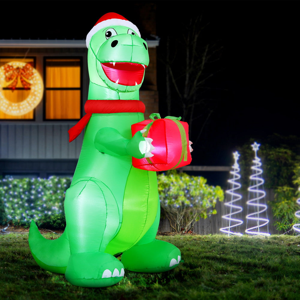 Christmas Inflatable Dinosaur 1.8M Height LED Decorations Illuminated