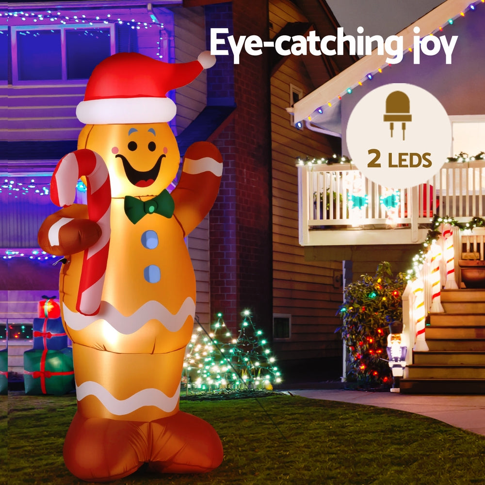 Christmas Inflatable Gingerbread Man 1.5M Height LED Decorations Illuminated