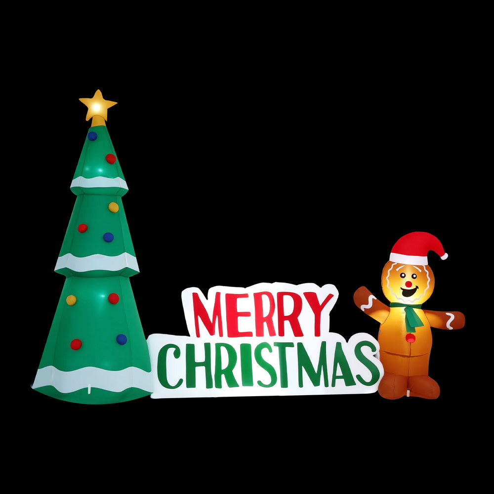 Christmas Inflatable Gingerbread Man Tree LED Illuminated Decorations