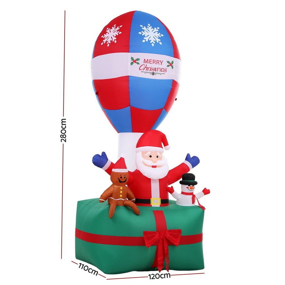 Christmas Inflatable Santa in Ballon 2.8M Height LED Decorations Illuminated
