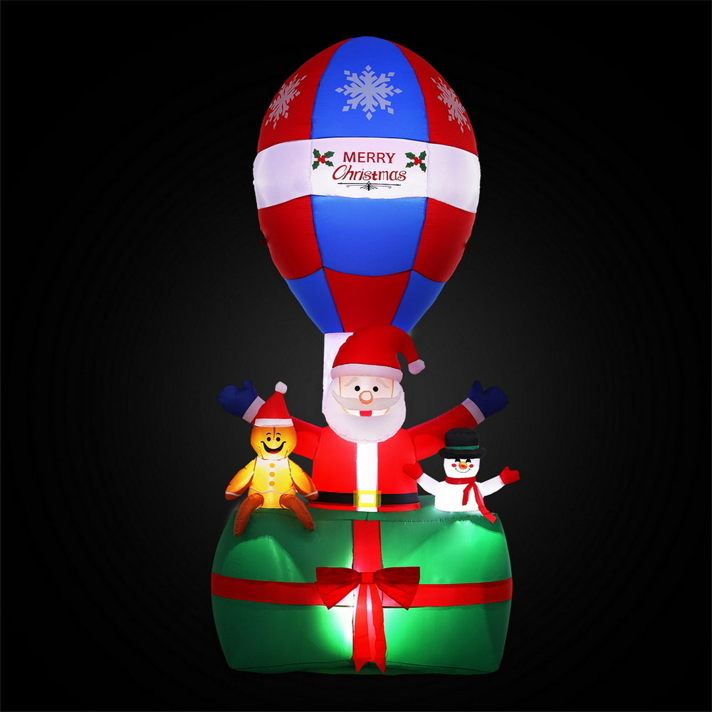 Christmas Inflatable Santa in Ballon 2.8M Height LED Decorations Illuminated