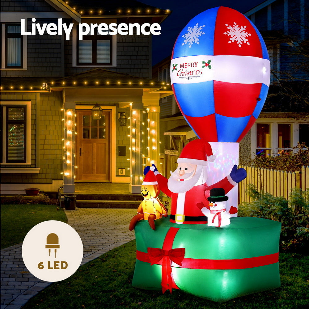 Christmas Inflatable Santa in Ballon 2.8M Height LED Decorations Illuminated