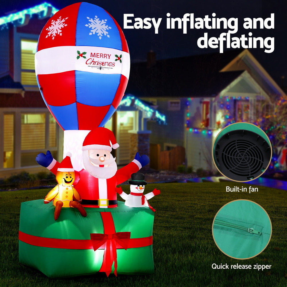 Christmas Inflatable Santa in Ballon 2.8M Height LED Decorations Illuminated
