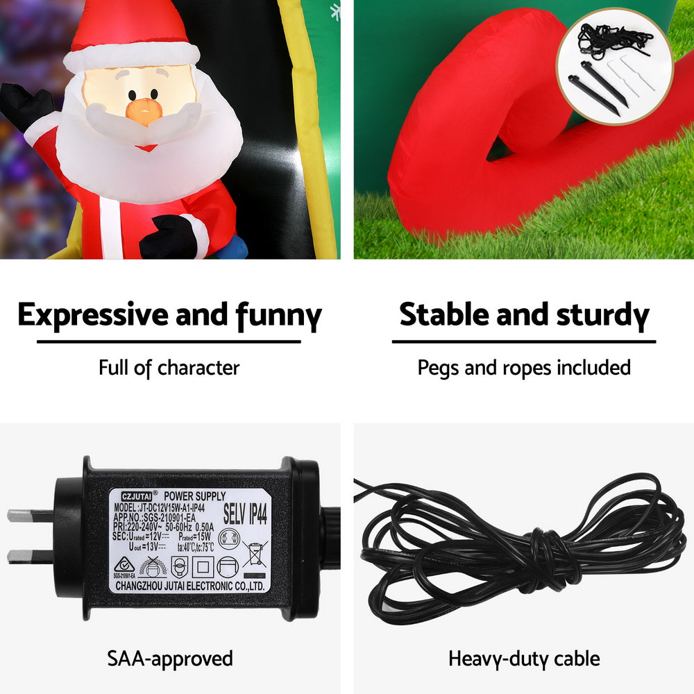Christmas Inflatable Santa in Helicopter 2.55M Height LED Illuminated Decorations
