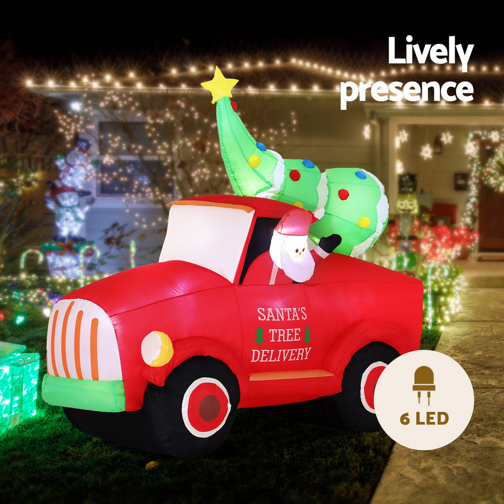 Christmas Inflatable Santa Truck 1.6M Height LED Decorations Illuminated