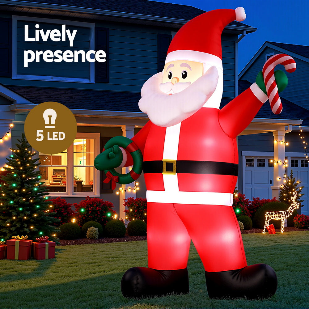 Christmas Inflatable Giant Santa 3.8M Height LED Illuminated Decorations