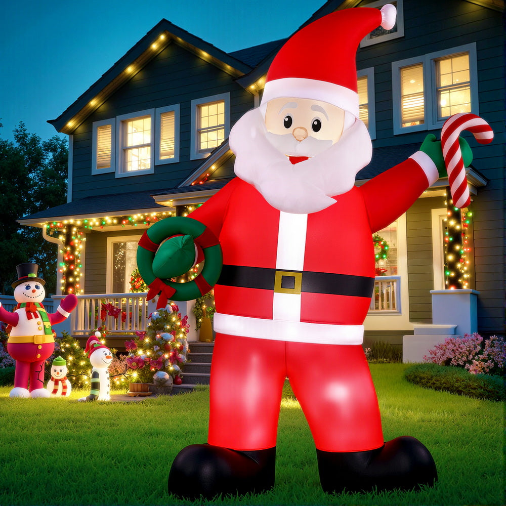 Christmas Inflatable Giant Santa 3.8M Height LED Illuminated Decorations