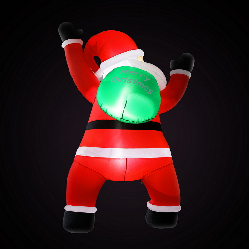 Christmas Inflatable Santa Climbing LED Illuminated Decorations 1.9M