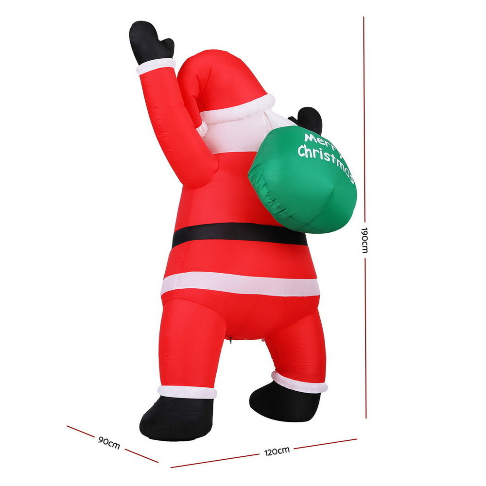 Christmas Inflatable Santa Climbing LED Illuminated Decorations 1.9M