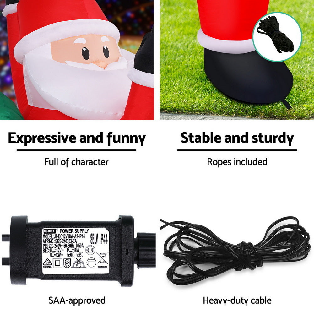Christmas Inflatable Santa Climbing LED Illuminated Decorations 1.9M