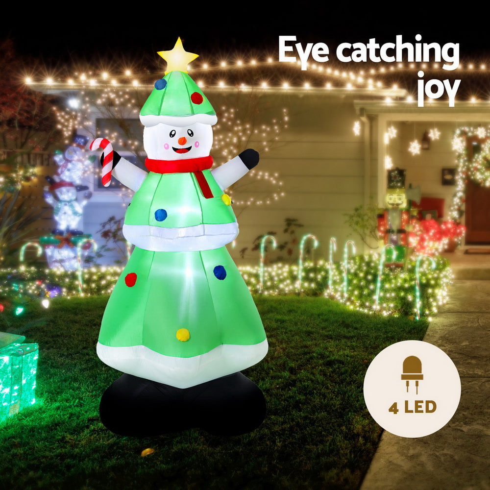 Christmas Inflatable Snowman Tree 2.75M Height LED Decorations Illuminated