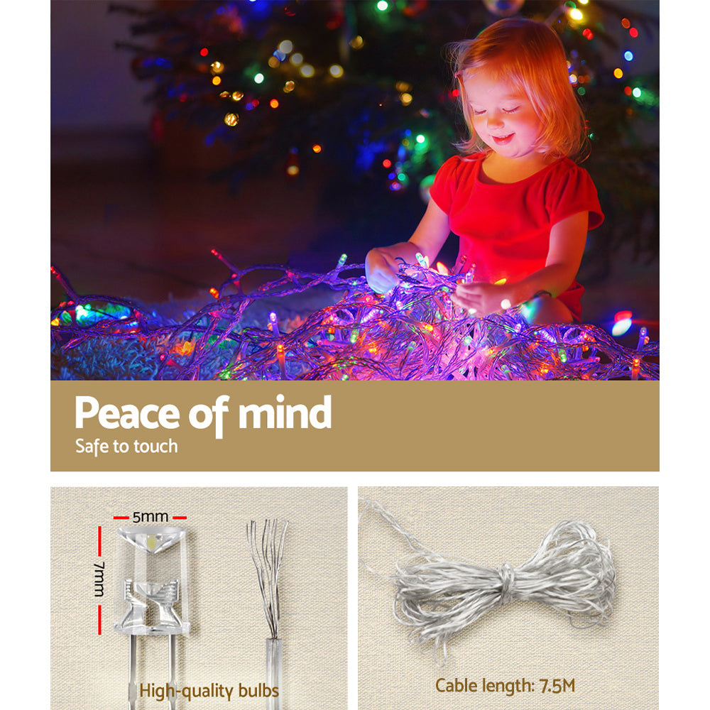 12.5M Christmas Lights Solar Icicle String Light Multi Colour