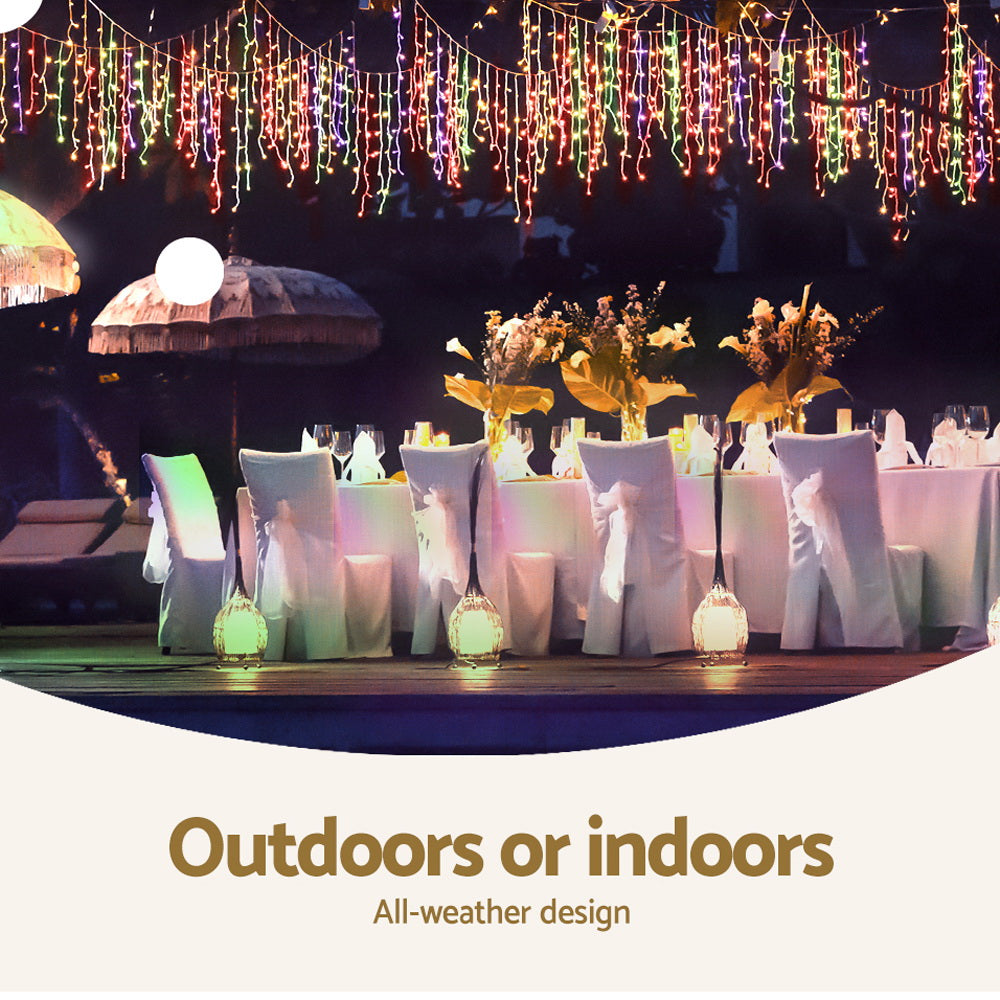 12.5M Christmas Lights Solar Icicle String Light Multi Colour