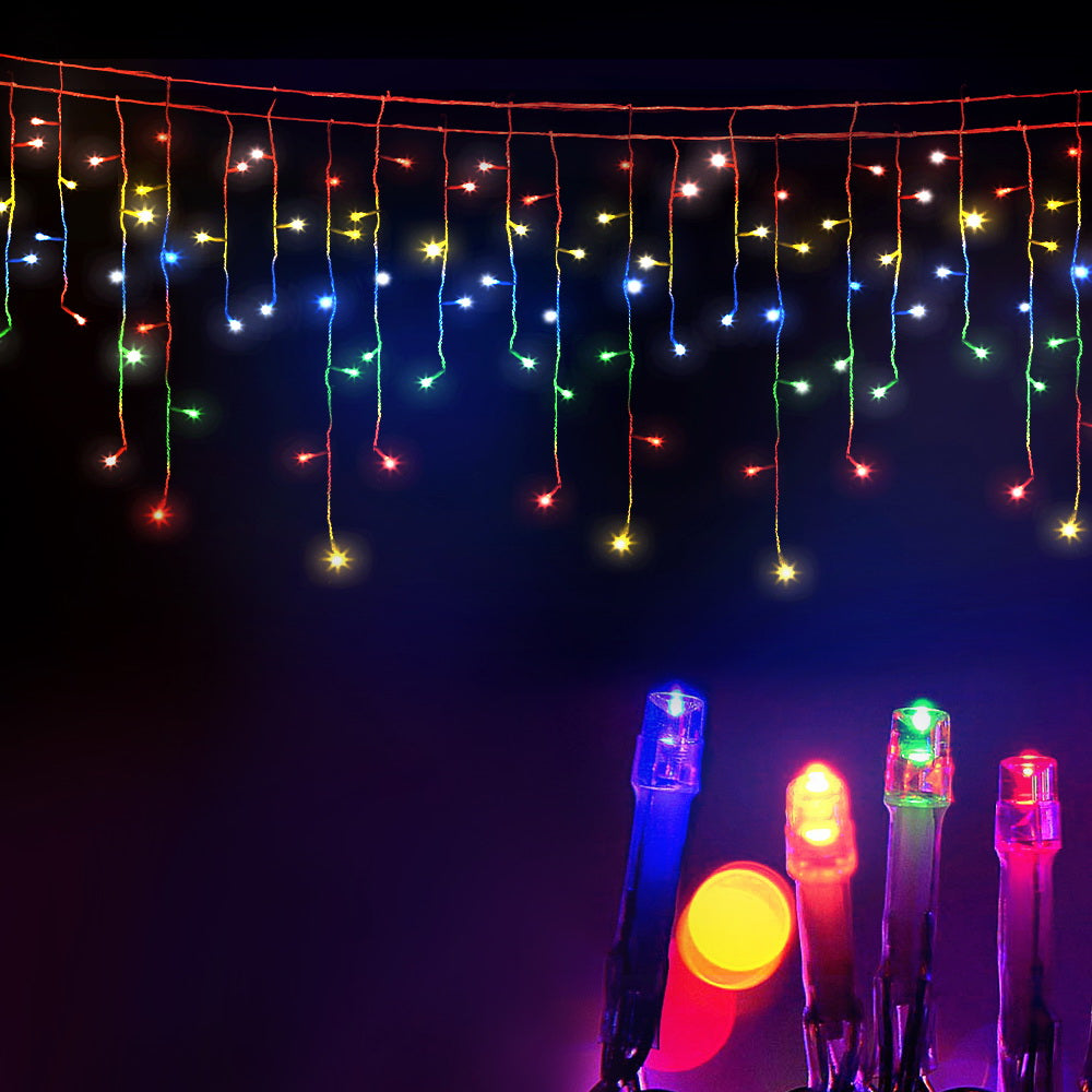12.5M Christmas Lights Solar Icicle String Light Multi Colour