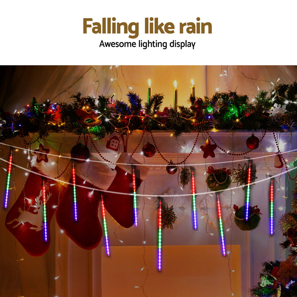 7M Christmas Lights Shower Light 288 LED Icicle Falling Metor