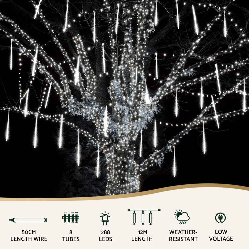 7M Christmas Lights Shower Light 288 LED Icicle Falling Metor