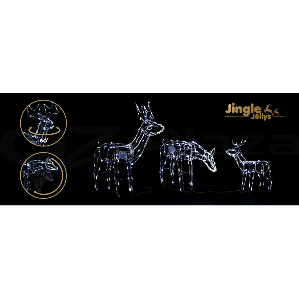 3 PCS Christmas Lights Reindeers 250 LED Decorations