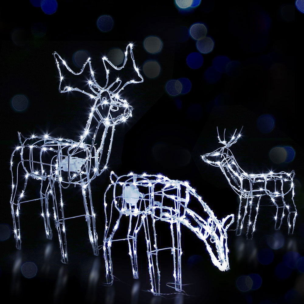 3 PCS Christmas Lights Reindeers 250 LED Decorations
