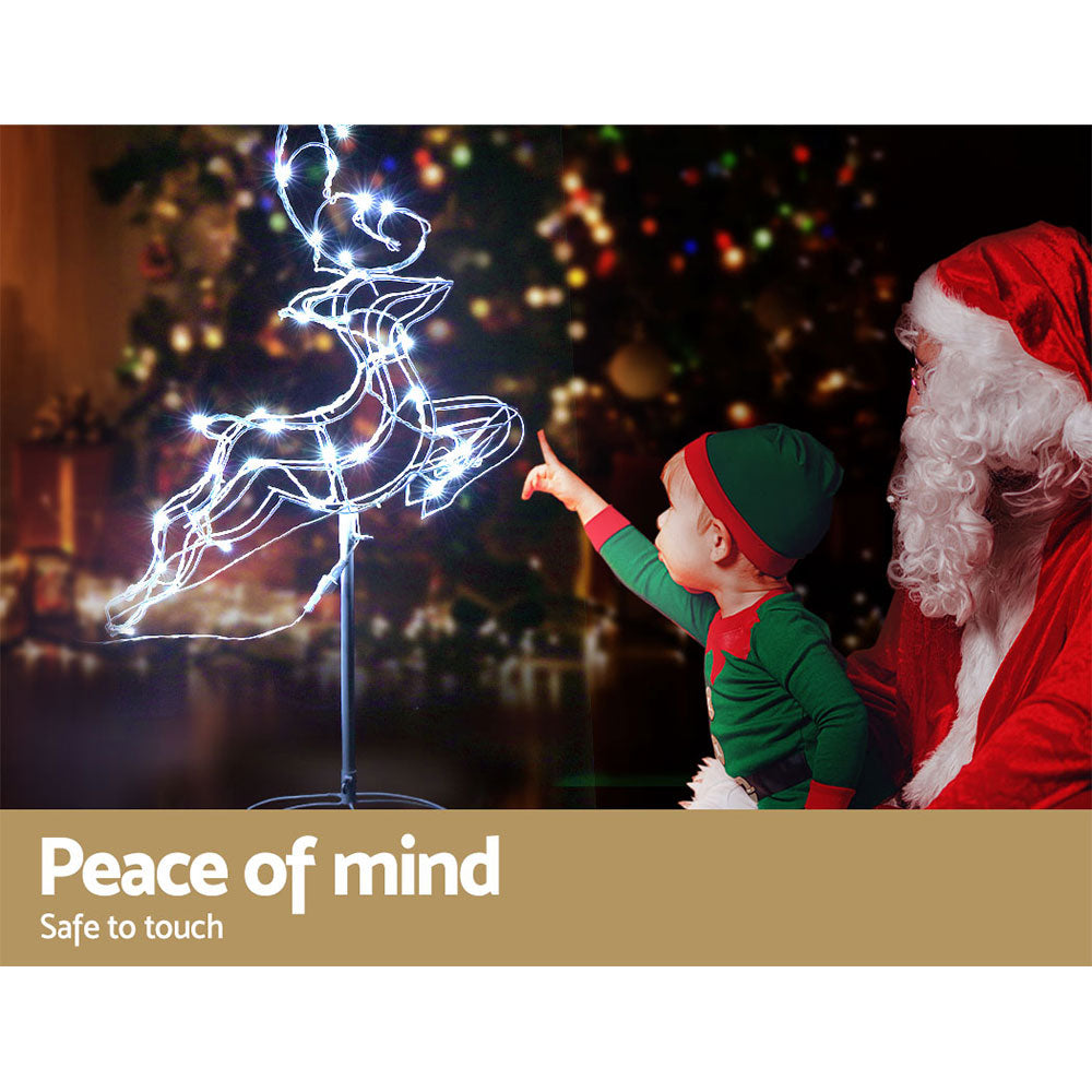 1X Christmas Lights Reindeer Sleigh 120 LED Decorations