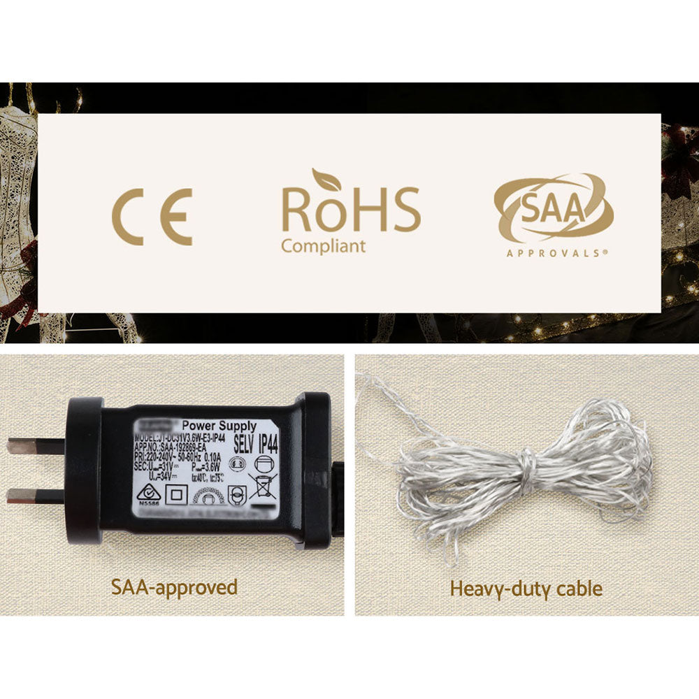 1X Christmas Lights Reindeer Sleigh 120 LED Decorations