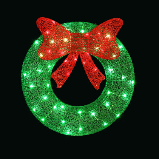 0.6M Christmas Lights 50 LED Motif Solar Wreath Xmas Decorations