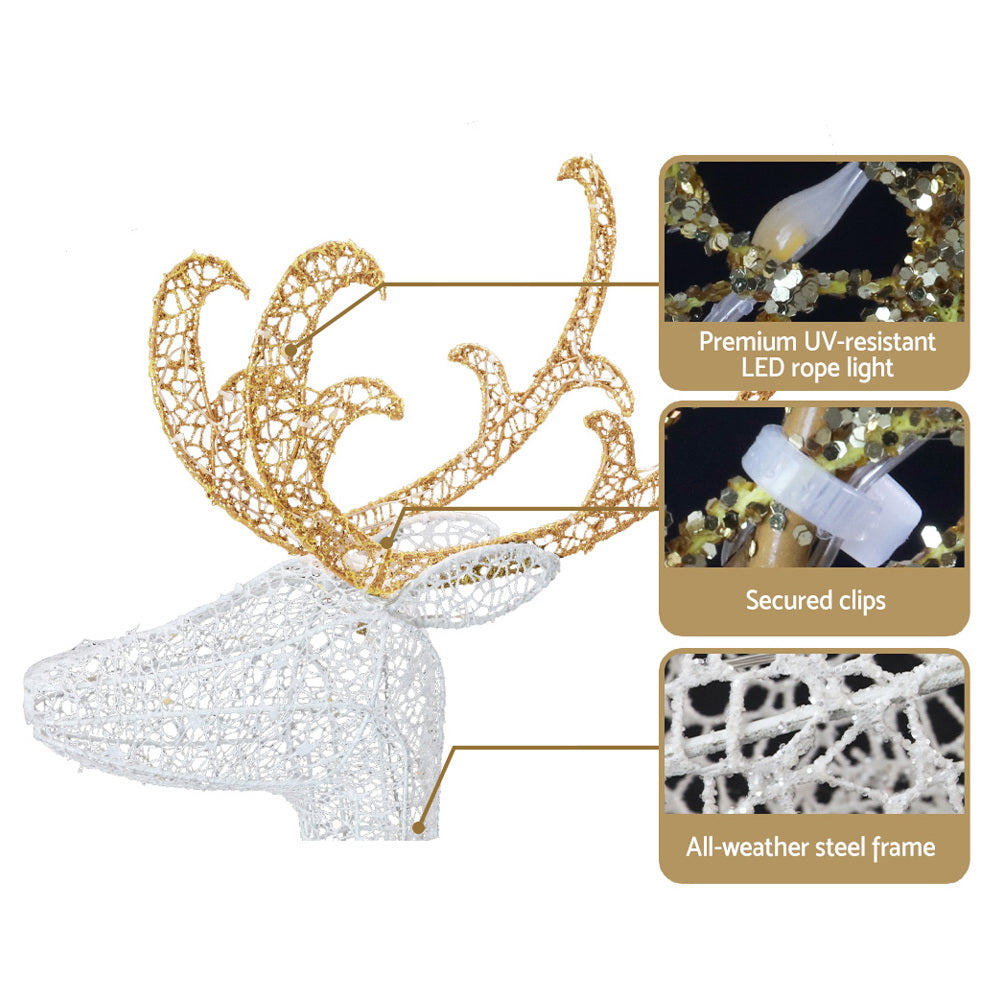 215 LED Christmas Lights Reindeer Sleigh Decorations