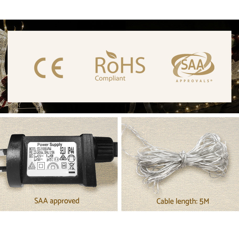 215 LED Christmas Lights Reindeer Sleigh Decorations