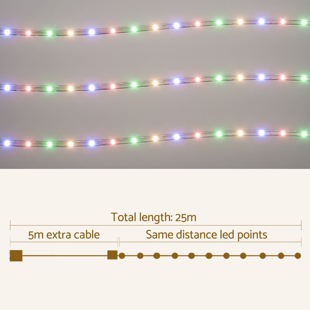 20M Christmas Lights String Rope Light Decorations 600 LED Colorful