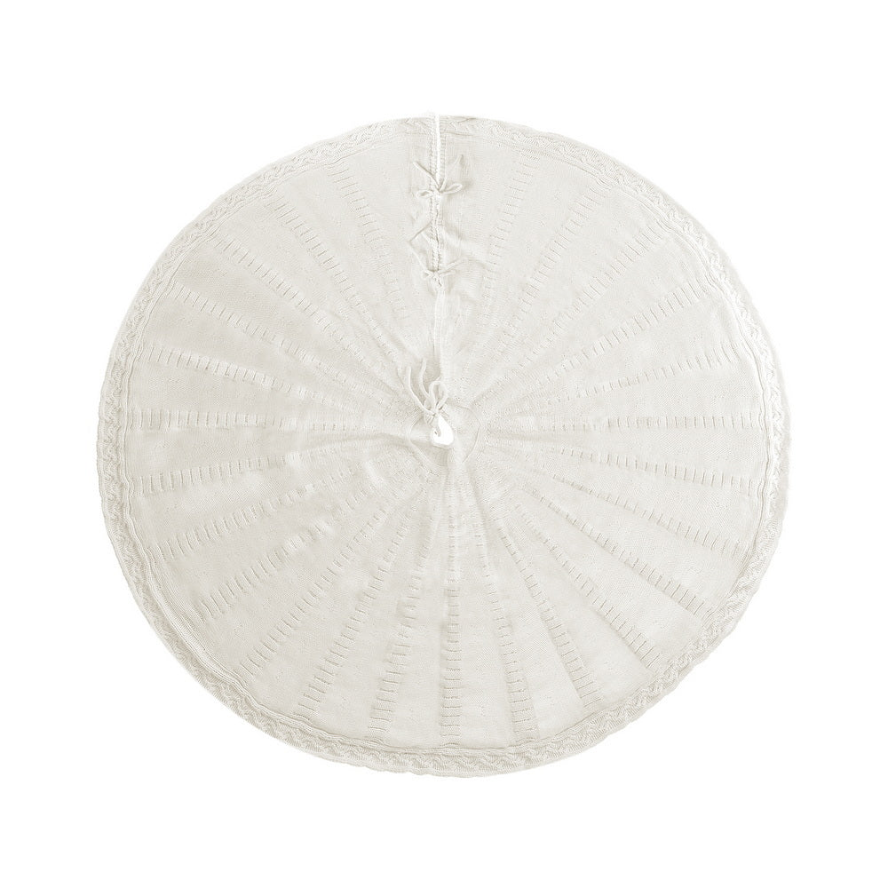 Christmas Tree Skirt 120cm Knitted Xmas Tree Ornaments Decor Beige