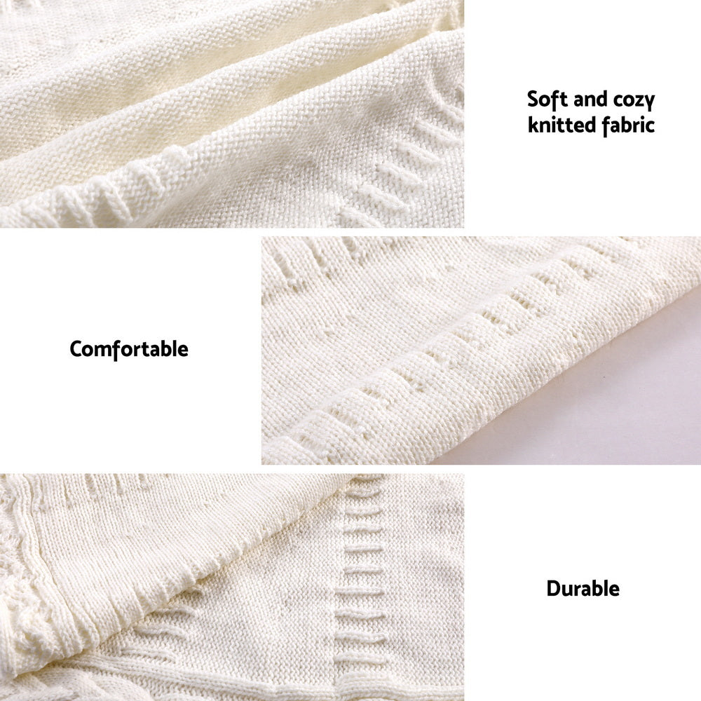 Christmas Tree Skirt 120cm Knitted Xmas Tree Ornaments Decor Beige