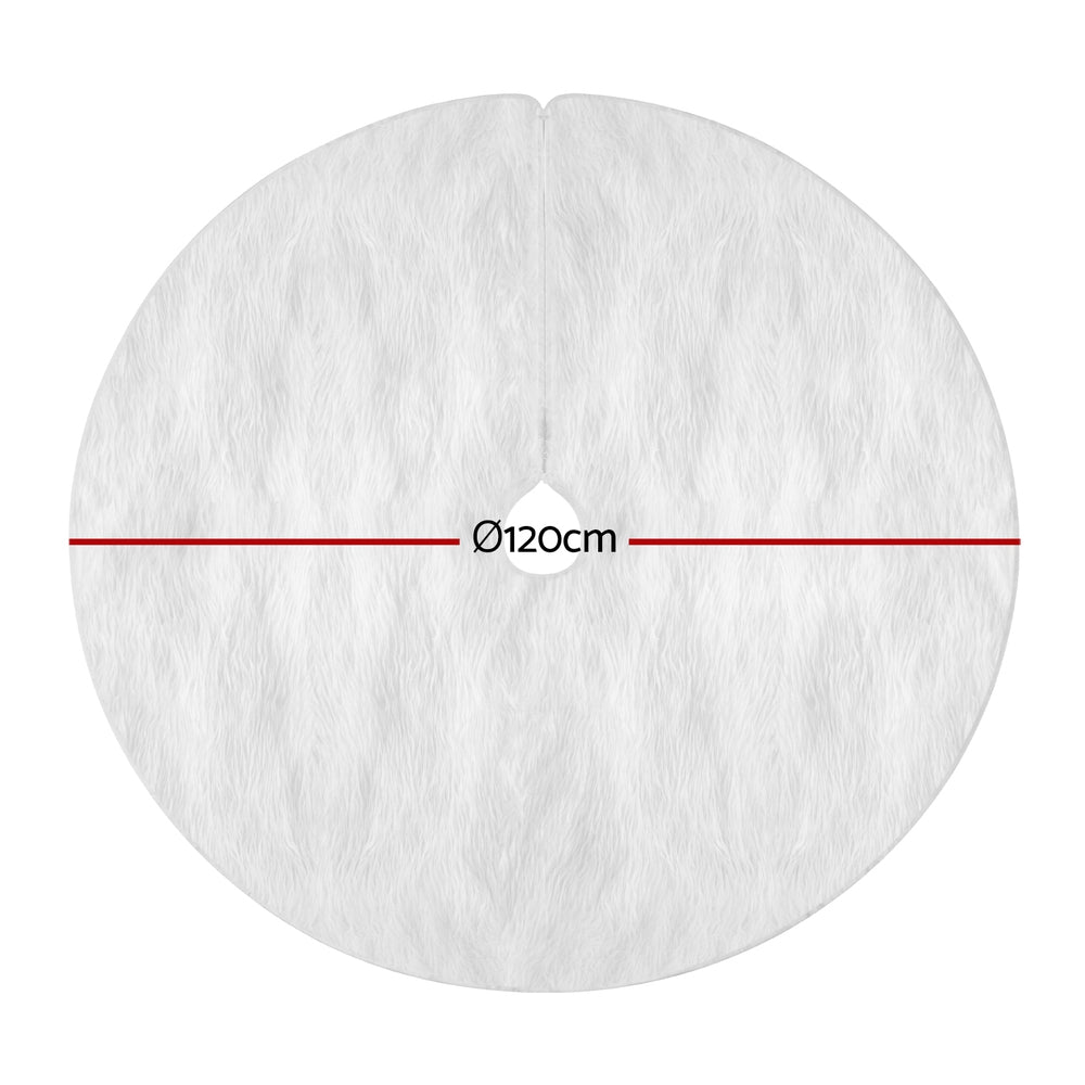 Christmas Tree Skirt 120cm Plush Xmas Fluffy Ornaments Decor White