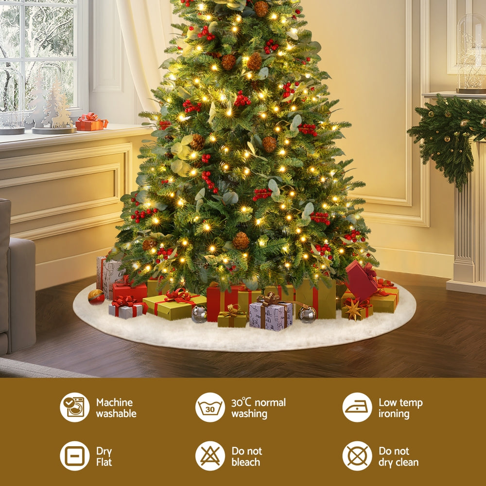 Christmas Tree Skirt 90cm Plush Xmas Fluffy Ornaments Decor White