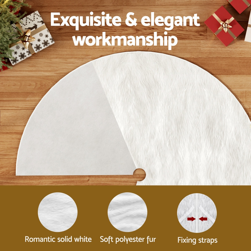 Christmas Tree Skirt 90cm Plush Xmas Fluffy Ornaments Decor White
