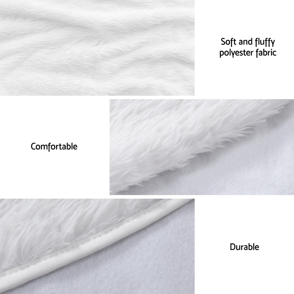 Christmas Tree Skirt 90cm Plush Xmas Fluffy Ornaments Decor White